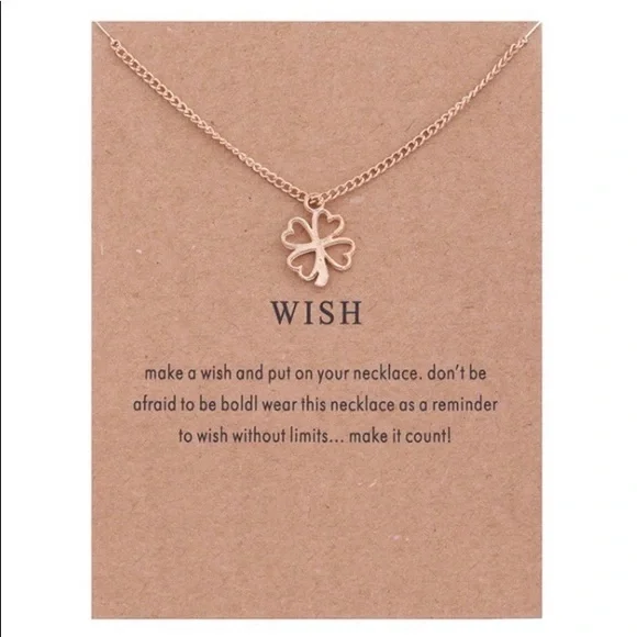 ⚡️2 for $15 “Wish” Clover Gold Color Necklace - Picture 1 of 3